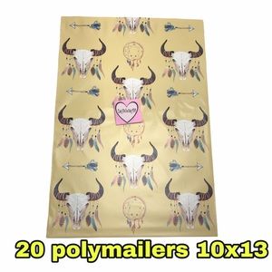 20 poly mailers boho skull print size 10x13